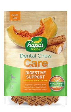 Happi Doggy Care Hypoallergenic Digestive Support 2.5 Inch Pumpkin & Mountain Yam Dog Treats (18 Pieces) 150 gr