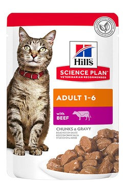 Hill's Science Plan Wet Food Chunks with Beef in Gravy for Adult Cats (1-6 Years)