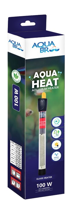 Aquabroo Glass Heater for Aquariums (220/240V, 50/60Hz, 100W) 1 pcs