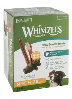 Whimzees Wellness Assorted Dental Treats (28 Pieces) for Medium Breed Dogs (9+ Months & 12-18kg) 840 gr