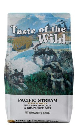 طعام Taste of the Wild Pacific Stream الجاف مع سمك السلمون المدخن للجراء