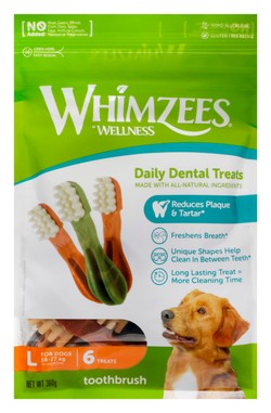 Whimzees Toothbrush Shaped Dental Treats (6 Pieces) for Large Breed Dogs (18-27kg) 360 gr