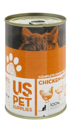 US Pet Supplies Pate with Chicken, Ostrich & Pumpkin for Adult Cats 400 g