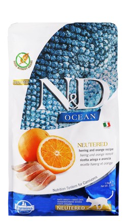 Farmina N&D Ocean Dry Food with Orange & Herring for Neutered Adult Cats 1.5 kg