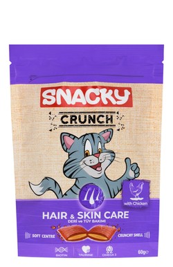 Snacky Crunch Hair & Skin Cat Treats with Chicken for Adult Cats 60 gr