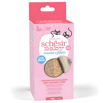 Schesir Baby Cat Can Multipack Mousse & Fillets Chicken With Salmon & Chicken Liver Wet Food