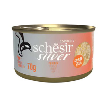 Schesir Silver Wet Food with Chicken in Broth for Senior Cats (11+ Years)