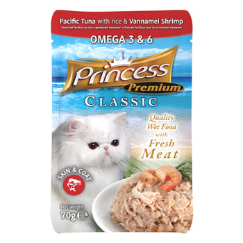 Princess Premium Pouch Pacific Tuna & Vannamei Shrimp - Omega 3 & 6