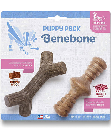 Benebone Puppy 2-Pack Maplestick/Zaggler (Tiny) – Bacon