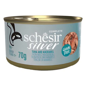 Schesir Silver Wet Food with Tuna & Mackerel in Broth for Senior Cats (11+ Years)