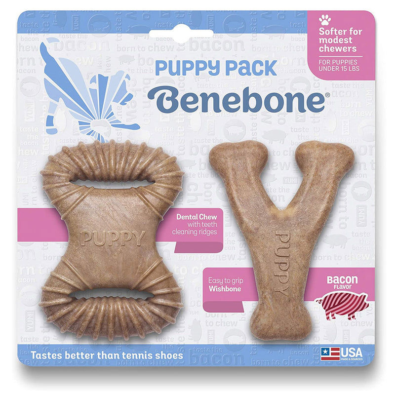 Benebone Puppy 2-Pack Dental Chew/Wishbone (Tiny) – Bacon