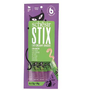 Schesir Stix Creamy Cat Treats with Duck for Adult Cats