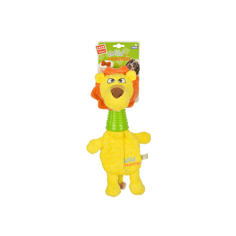 Lion Plush Dog toy with TPR Neck