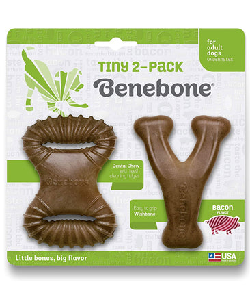 Benebone 2-Pack Dental Chew, Wishbone(Tiny) – Bacon