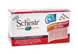 Schesir Nature Wet Food with Tuna & Shrimps for Adult Cats 6 x 50 gr