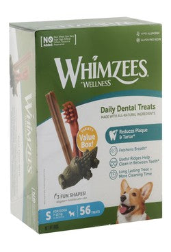 Whimzees Wellness Hypoallergenic Assorted Dental Dog Treats (56 Pieces) for Small Breed Dogs (9+ Months & 7-12kg) 840 gr