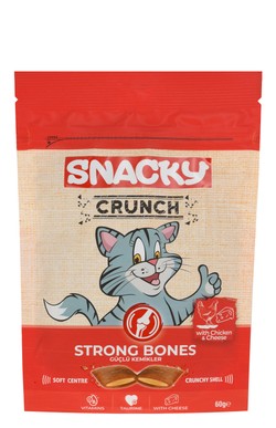 Snacky Crunch Strong Bones Cat Treats with Chicken & Cheese for Adult Cats 60 gr