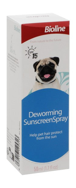 Bioline Deworming Sunscreen Spray SPF15 for Dogs 50 ml