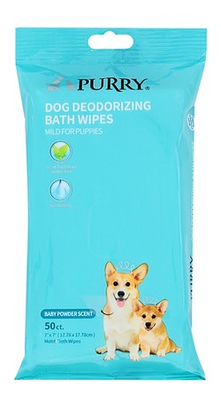 Purry Deodorizing Wipes Baby Powder Scent for Puppies (16x18cm) 50 wipes