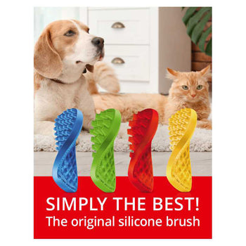 Pet+Me Medium Silicone Brush For Short Or Silky Longhair Dog - Yellow