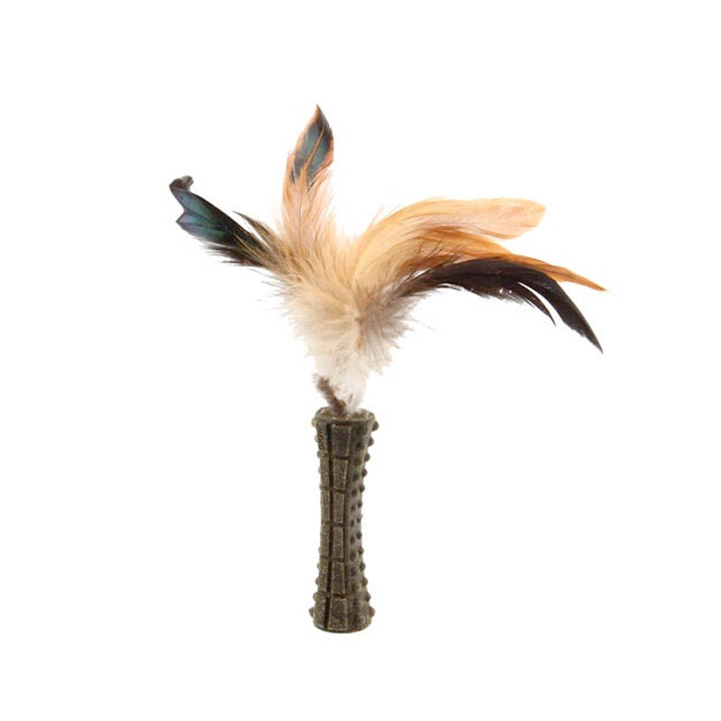 Catnip “Johnny Sticks” with Natural Feather (Peach)