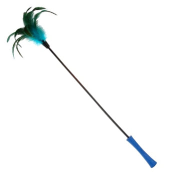 Catwand Feather Teaser with Natural Feather & TPR Handle (Blue)