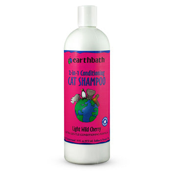 earthbath 2-in-1 Conditioning Cat Shampoo, Light Wild Cherry, Extra Gentle Conditioning Formula 16oz