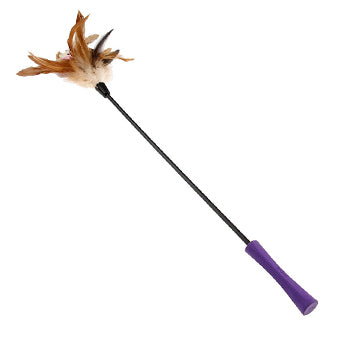 Catwand Feather Teaser with Natural Feather & TPR Handle (Purple)