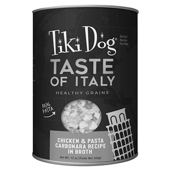 Tiki Dog Taste Of Italy! Chicken & Pasta Carbonara 12 Oz Can