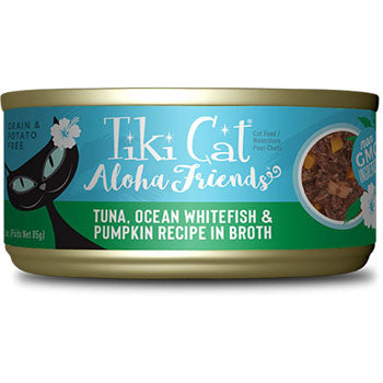 Tiki Cat Aloha Friends Wet Cat Food Tuna, Ocean Whitefish & Pumpkin -3 Oz. Can