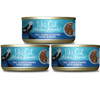 Tiki Cat Aloha Friends Wet Cat Food Tuna, Tilapia & Pumpkin -3 Oz. Can