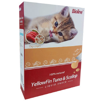 Bioline Cat Treats Yellowfin Tuna & Scallop 1 Box - 15g x 24