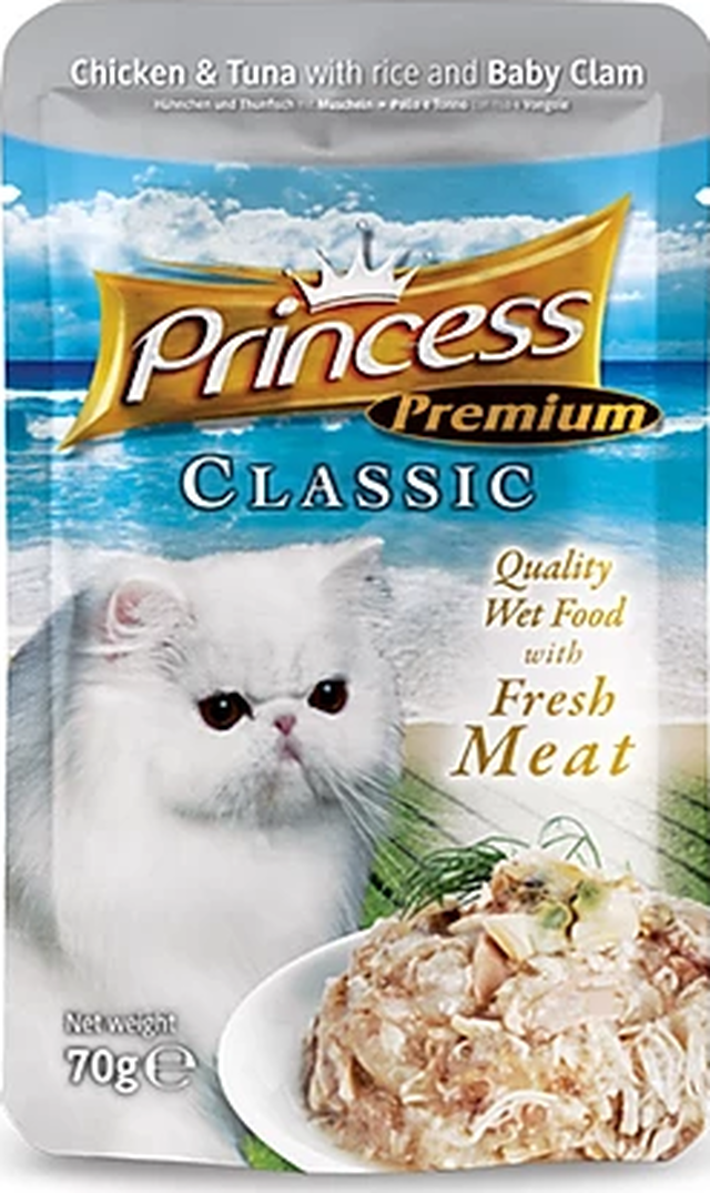 Princess Sterilised Chicken & Tuna with Rice & Babyclams Pouch 70g