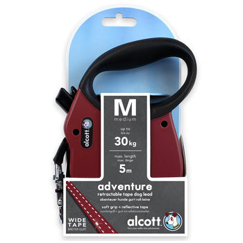 Adventure retractable leash, 5 m - Medium - Red