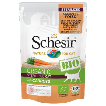 Schesir Bio Beef and Chicken With Carrots Sterilized Cat Wet Food 85g