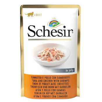 Schesir Cat Pouch Jelly Tuna Chicken Shrimps 85g