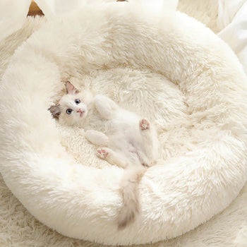 Pado Pet Fluffy Donut Cushion - White 50 x 20cm